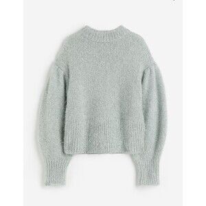 DIVIDED H&M Ballon Sleeve Light Green Glitter Tinsel Sweater Size XS